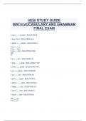 HESI STUDY GUIDE  MATH,VOCABULARY AND GRAMMAR  FINAL EXAM