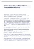 O'Hare Basic Drivers Manual Exam Questions and Answers.