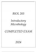 BIOL 203 INTRODUCTORY MICROBIOLOGY COMPLETED EXAM 2024