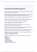 Columbia Bartending Agency Exam Questions and Answers