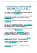 TEXAS NURSING JURISPRUDENCE EXAM 2024| Verified Study Guide Graded A+