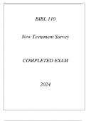 BIBL 110 NEW TESTAMENT SURVEY COMPLETED EXAM 2024