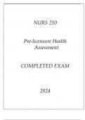 NURS 210 PRE - LICENSURE HEALTH ASSESSMENT COMPLETED EXAM 2024