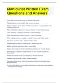 Manicurist Written Exam Questions and Answers 