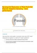 Nursing152 Reduction of Risk Potential Elsevier Adaptive Quizzing - Quiz performance