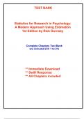 Test Bank for Statistics for Research in Psychology: A Modern Approach Using Estimation, 1st Edition Gurnsey (All Chapters included)