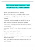 D&D Driving School Ohio Class 3 and 4 Study Guide With Complete Solutions