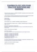 PHARMACOLOGY HESI EXAM  PRACTICE QUESTIONS AND  ANSWERS