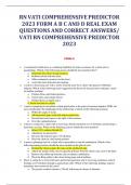 RNVATI COMPREHENSIVE PREDICTOR 2023 FORM A B C AND D REAL EXAM QUESTIONS AND CORRECT ANSWERS/ VATI RNCOMPREHENSIVE PREDICTOR 2023