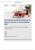 ACLS practice questions Containing 95 Terms & Answers, A+ Score Solutions 2024