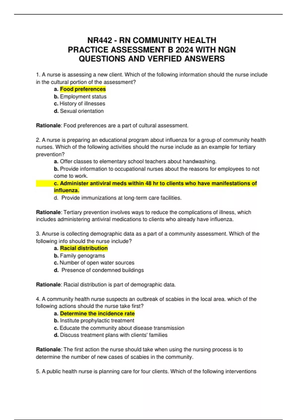 NR442 - RN COMMUNITY HEALTH PRACTICE ASSESSMENT B 2024 WITH NGN ...