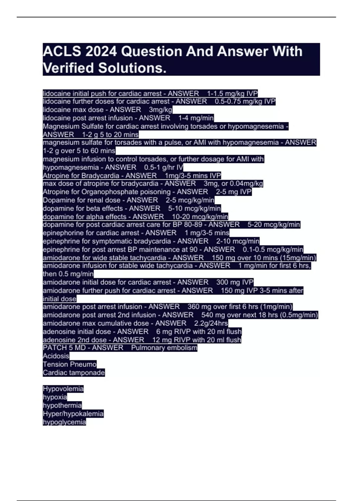 Acls 2024 Study Guide Free Printable Grata Karlene