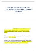 NRCME STUDY SHEET WITH  ACTUAL QUESTIONS AND CORRECT  ANSWERS