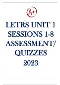 LETRS Unit 1 Session 1-8 Exam Questions and Answers Latest Updated 2023