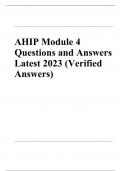 AHIP module 4 Questions and Answers Latest 2022/2023 Verified Answers & AHIP Final Exam Test Questions and Answers (2023/2024) Rated A+ Answers Correct &Verified.