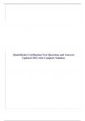 QuickBooks Final Exam Questions and Answers 2023/2024 (Answered Verified by Expert), ACCT 4251 - 200+ QuickBooks ProAdvisor Certification Exam Questions & Answers (UPDATED) Assured A+, QuickBooks Study Guide Questions and Answers 1-150 (Parts 1-3) 2023