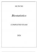 HLTH 501 BIOSTATISTICS COMPLETED EXAM 2024.