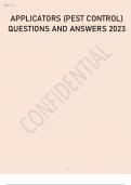 APPLICATORS (PEST CONTROL) QUESTIONS AND ANSWERS 2023