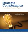 Strategic Compensation A Human Resource Management Approach 9th Edition by Joseph J. - Test Bank