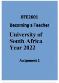 BECOMING A TEACHER BTE 2601, UNIVERSITY OF SOUTH AFRICA ASSIGNMENT 2