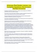 Arkansas Real Estate License Law Complete Questions And Answers (Verified Answers)
