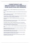 CHEMOTHERAPY AND  IMMUNOTHERAPY FUNDAMENTALS  EXAM (QUESTIONS AND ANSWERS)