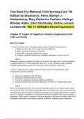 Test Bank For Maternal Child Nursing Care 7thEdition by Shannon E. Perry, Marilyn J.Hockenberry, Mary Catherine Cashion, KathrynRhodes Alden, Ellen Olshansky, Deitra LeonardLowdermilk WK 14 NUR2262 Review Questions