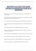 MOTORCYCLE TEST FOR GUAM  DRIVING (ELABORATED EXAM WITH  ANSWERS)