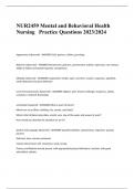 NUR2459 Mental and Behavioral Health Nursing   Practice Questions 2023/2024