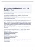 Principles of Embalming III - PHT 414 Fall 2024 Final Exam (Graded A)