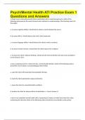 Psych Mental Health ATI Practice Exam 1 Questions and Answers