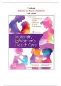 Test Bank For Maternity and Women's Health Care  12th Edition By Deitra Leonard Lowdermilk, Shannon E. Perry, Mary Catherine Cashion, Ellen Olshansky, Kathryn Rhodes Alden |All Chapters,  Year-2023/2024|