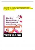 TEST BANK For Nursing Delegation and Management of Patient Care, 3rd Edition by Motacki | Verified Chapters 1 - 21 | Complete Newest Version