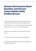 Arizona Life Insurance Exam  Questions and Answers (Latest Update 2023)  Verified Answers