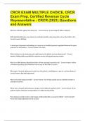 CRCR EXAM MULTIPLE CHOICE, CRCR Exam Prep, Certified Revenue Cycle Representative - CRCR (2021)