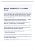 Funeral Directing Final Exam Study Guide with complete solutions