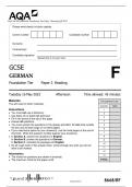 AQA GCSE GERMAN Foundation Tier Paper 3 Reading QP 2023