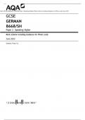 AQA GCSE GERMAN 8668/SH Paper 2 Speaking Higher Mark scheme including Guidance for Photo cards June 2023