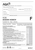 AQA GCSE MODERN HEBREW Foundation Tier Paper 1 Listening QP 2023