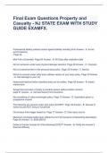 Final Exam Questions Property and Casualty - NJ STATE EXAM WITH STUDY GUIDE EXAMFX.