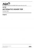 AQA GCSE MATHEMATICS HIGHER TIER Formulae Sheet Insert 2023