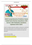 2020 Comprehensive Predictor Study Guide Exam Review Questions (165 terms) with Definitive Solutions Updated 2023-2024.