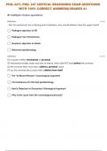 PHIL-347:| PHIL 347 CRITICAL REASONING EXAM 1 QUESTIONS  WITH 100% CORRECT ANSWERS| GRADED A+