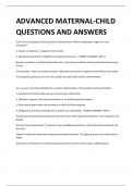 ADVANCED MATERNAL-CHILD QUESTIONS AND ANSWERS 