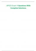 APICS Exam 1 Questions With Complete Solutions.   Inventory is the 	of Supply Chain - CORRECT ANSWER-life blood   AInventory Turns equation - CORRECT ANSWER-Annual COGS/ Avrg inventory $   Matrix structure - CORRECT ANSWER-you can have more than one boss,