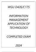 WGU D426(C175) INFORMATION MANAGEMENT APPLICATION OF TECHNOLOGY COMPLETED  exam