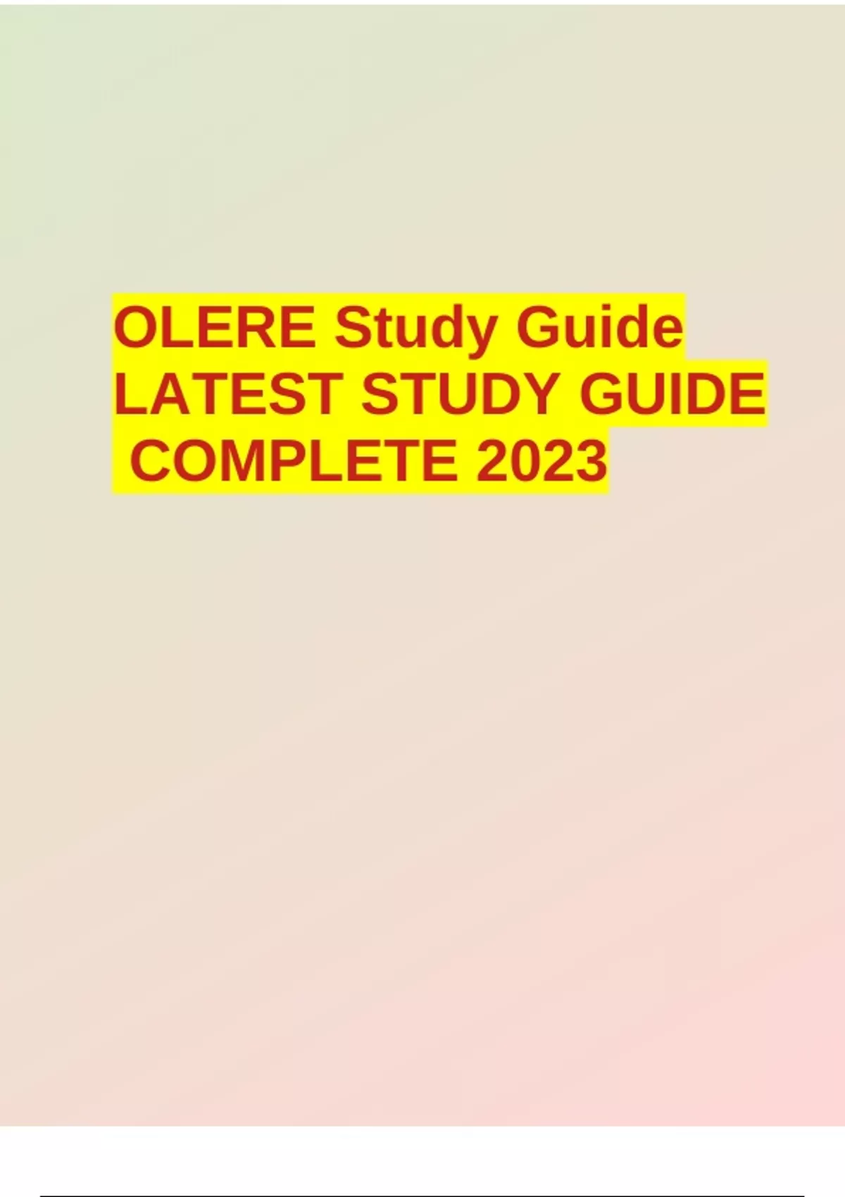 OLERE Study Guide LATEST STUDY GUIDE COMPLETE 2023. OLERE Stuvia US