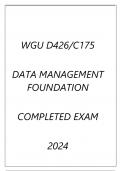 WGU D426(C175) DATA MANAGEMENT FOUNDATION COMPLETED EXAM 2024