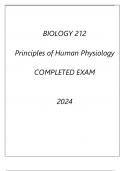 BIOLOGY 212 PRINCIPLES OF HUMAN PHYSIOLOGY COMPLETED EXAM 2024.