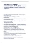 Emergency Management- Communications (CHPA Exam Preparation) Questions With Correct Answers.